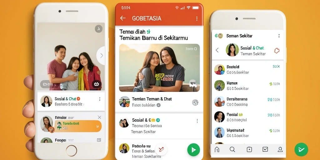 Antarmuka ramah pengguna GOBETASIA untuk mencari teman baru.