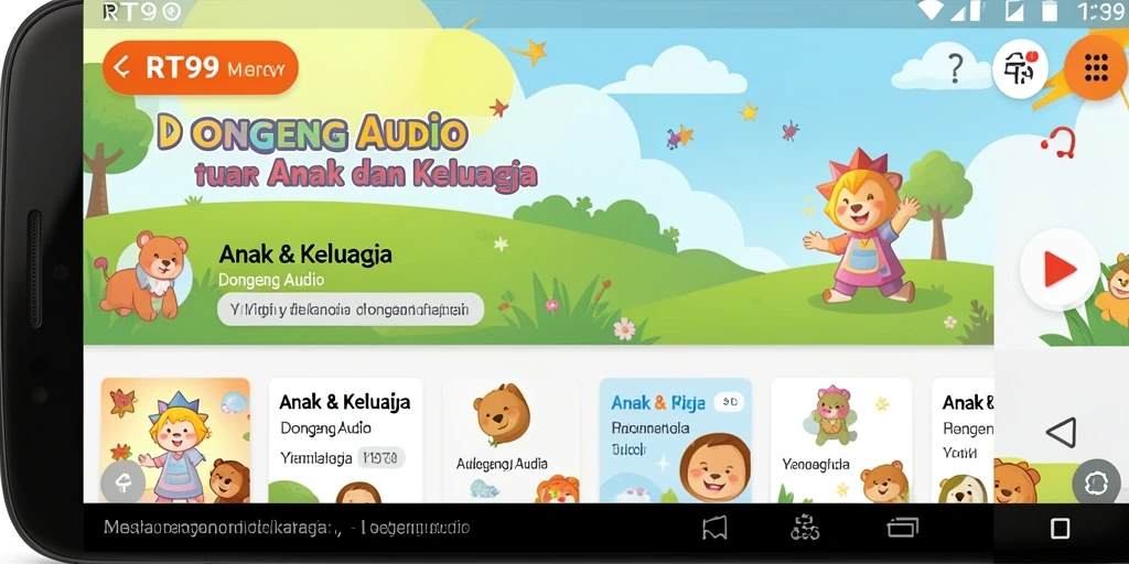 Antarmuka user-friendly RT99 untuk mendengarkan dongeng audio.