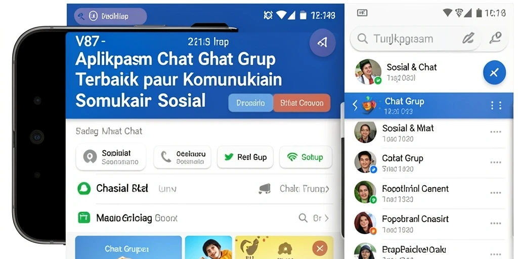 Tampilan antarmuka aplikasi Chat Grup V87 yang modern dan intuitif.